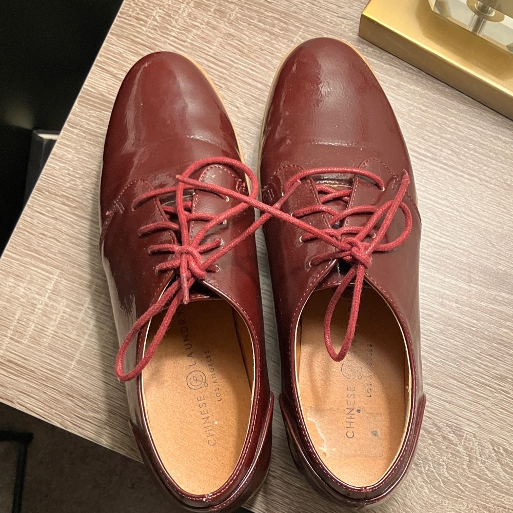 Chinese laundry Cecilia Oxford Burgundy Lace-Up Platform Shoes - Picture 8 of 8
